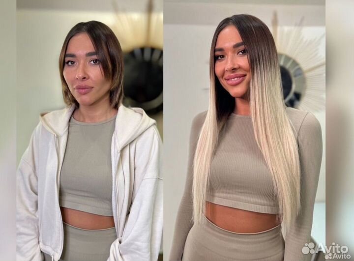 Наращивание натуральных волос premium материалами