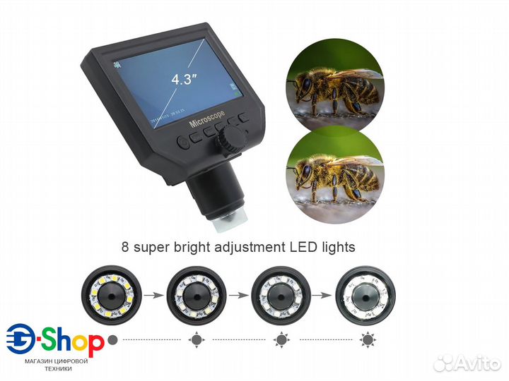 Цифровой Микроскоп с Монитором 2Mp 600x 4.3