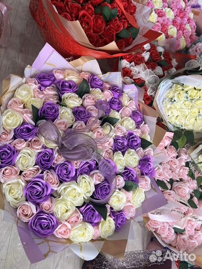 101 мыльных роз букеты большие