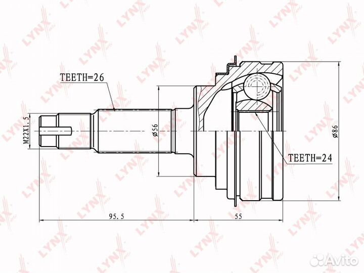 ШРУС наружный lynxauto CO-7508 комплект