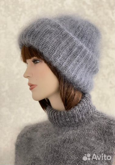 Шапка вязаная пуховая женская Такори