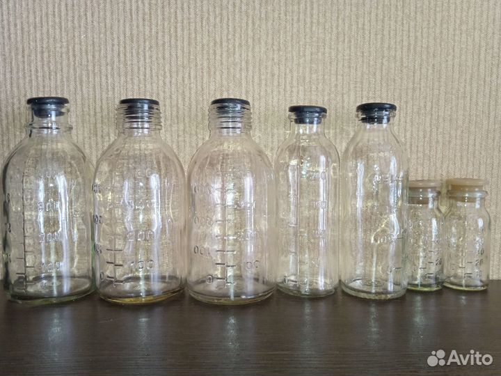 Бутылки мерные медицинские с крышками СССР