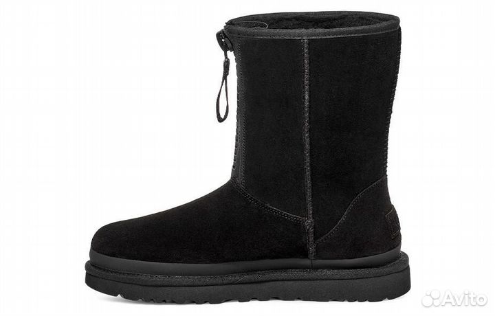 UGG Classic Short Zipper Tape Logo Boot 'Black' Women's (37)