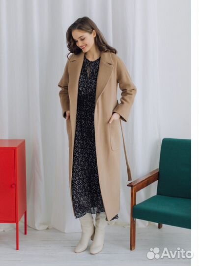 Пальто бежевое, шерсть