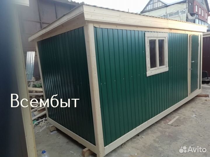 Зимняя бытовка с двухскатной крышей