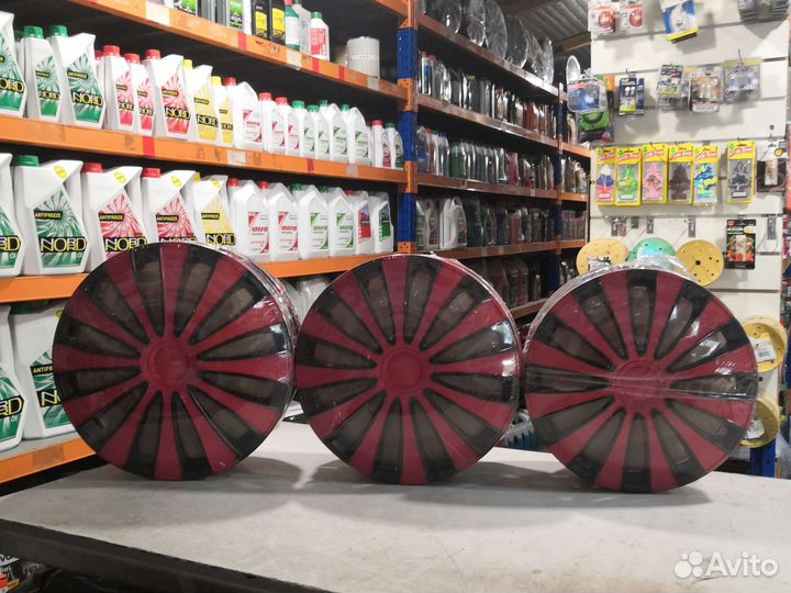 Колпаки колесные GMK RED Blaсk R15 комплект