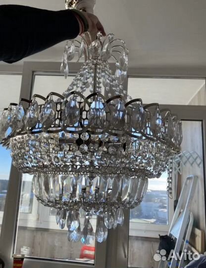 Люстра хрустальная большая гусь хрустальный