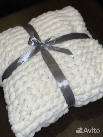 Плед пушистый, вязаный (alize) ручной работы