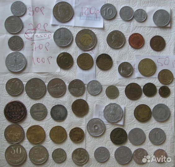 Монеты России и др. стран - медь, серебро, никель