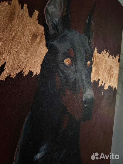 Интерьерная картина акрилом на холсте доберман
