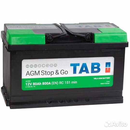 Аккумулятор TAB AGM 80 Ач, обратный