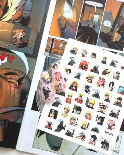 Наклейки для ногтей Наруто Hello Kitty Аниме