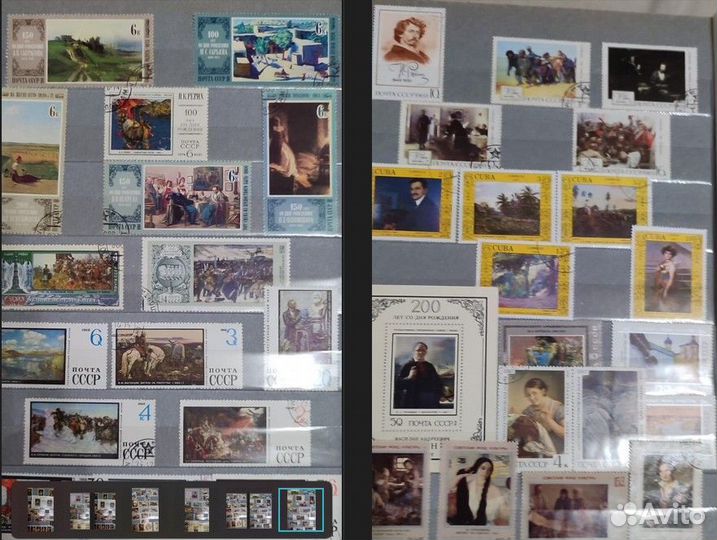 Коллекция марок русские художники с кляссером