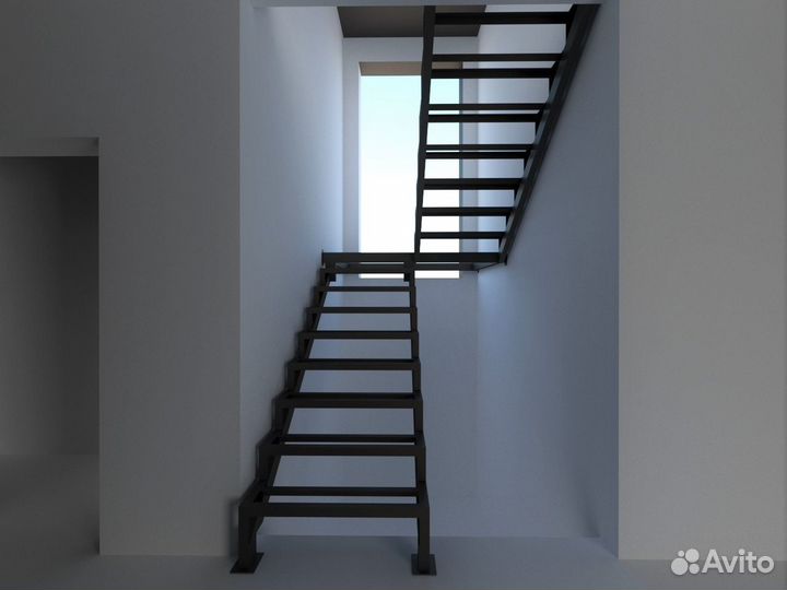 Лестница металлическая с отделкой под ключ