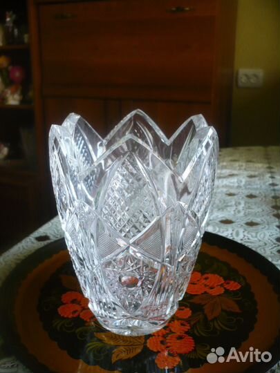Ваза хрустальная красивая 60х гг 20 века