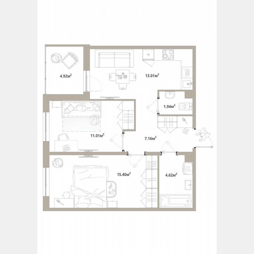 2-к. квартира, 55,6 м², 6/12 эт.