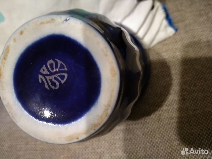 Кувшин и 2 стакана кобальт Бронницы СССР