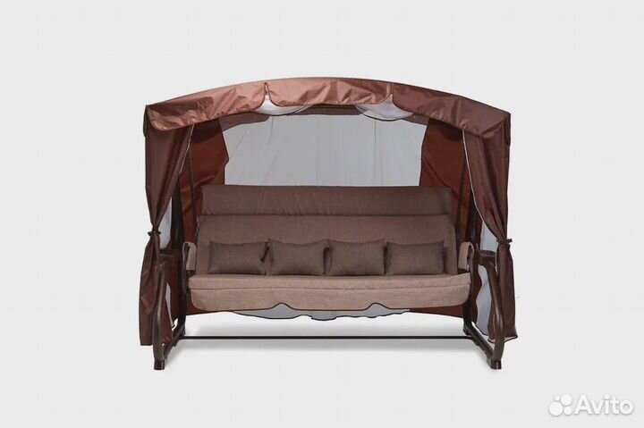 Садовые качели Бригантина Люкс Шоколад 4-х местные