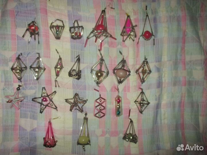 Елочные игрушки + стеклярус+ реставрация