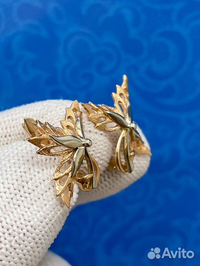 Золотые серьги 583 пробы СССР