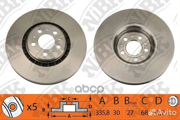 Диск тормозной volvo XC90 02 R17 передний D336м