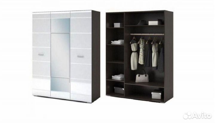 Шкаф 3-х створчатый Вегас белый глянец