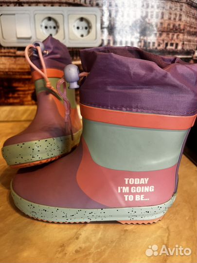 Детские резиновые утепленные сапоги 26 размер