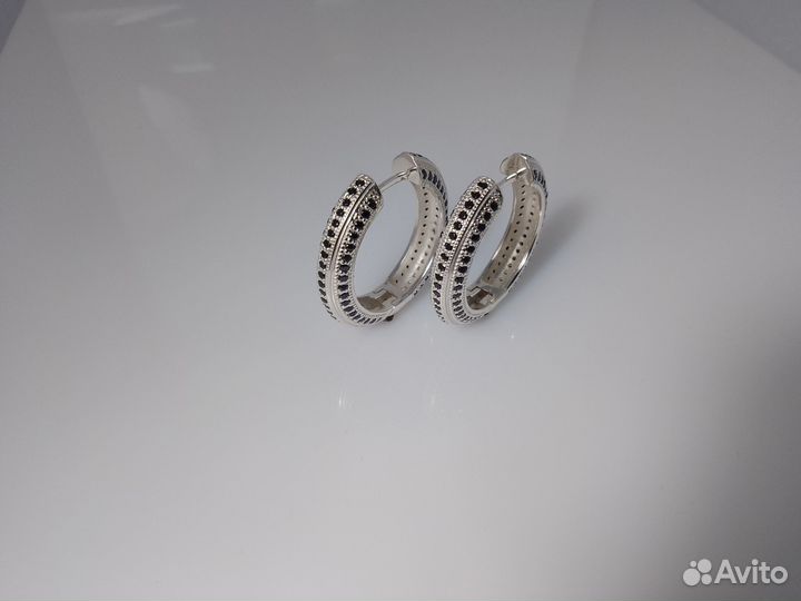 Серьги кольца серебро 925