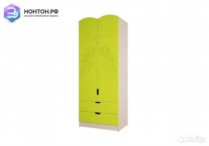 Шкаф Юниор-3 Мульт лайм металлик / дуб беленый