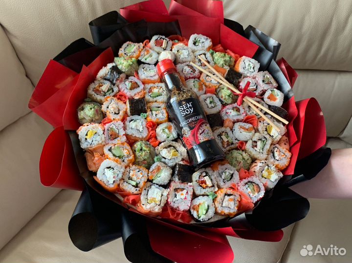 Букет из роллов суши съедобные букеты