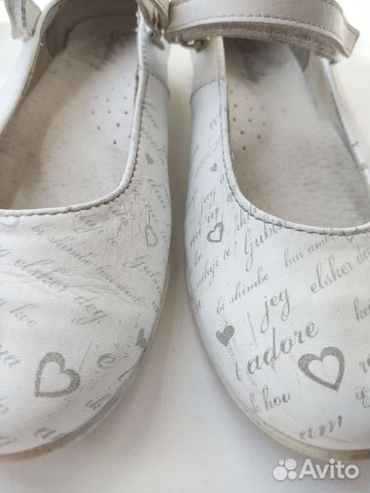 Туфли белые кожаные для девочек Котофей р 33