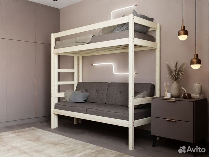 Кровать чердак с диваном