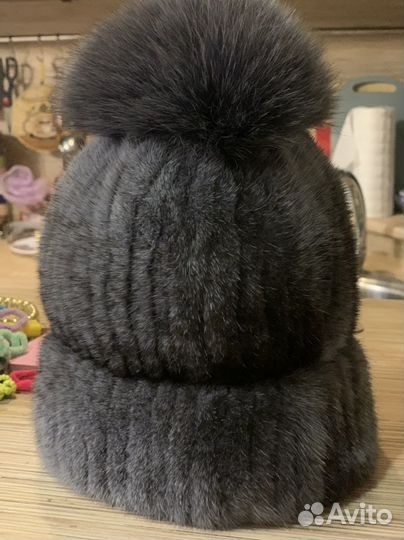 Норковая шапка вязанная