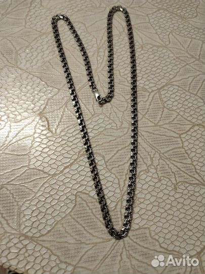 Мужская серебряная цепь бисмарк