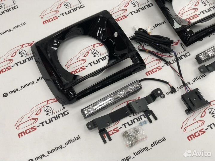 Очки черные с хром диодами Mercedes G-class w463