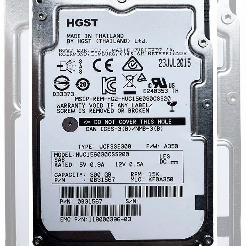 [HUC156030CSS200] Жесткий Диск Emc 300gb 118000396-03 12g 2.5 Sas Huc156030css200
