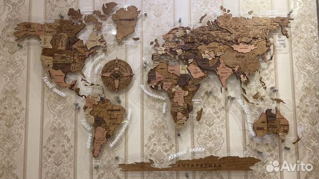 Карта мира на стену с подсветкой