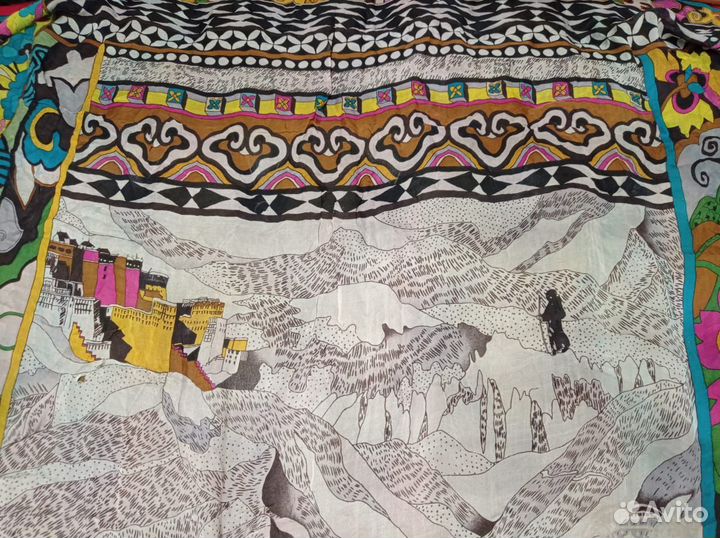 Платок большой шелковый шаль 120см hermes франция