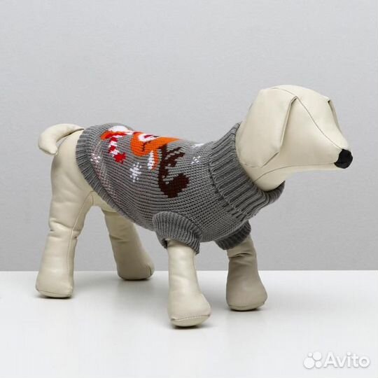 Свитер 'Олень на сером', 3XL (дс 46, ош 46, ог 38