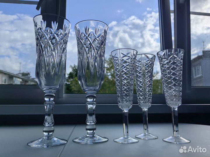 Хрусталь, стекло, СССР. Фужеры, вазы и др