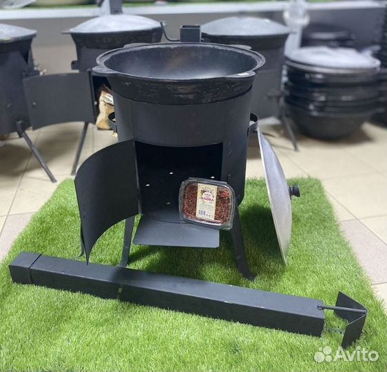 Казан Чугунный Обожжённый С Печкой+Ляган