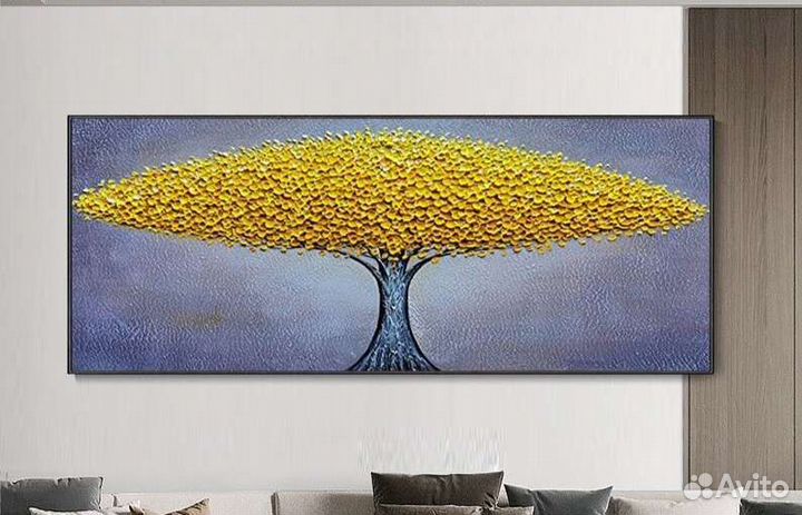 Интерьерная картина маслом дерево