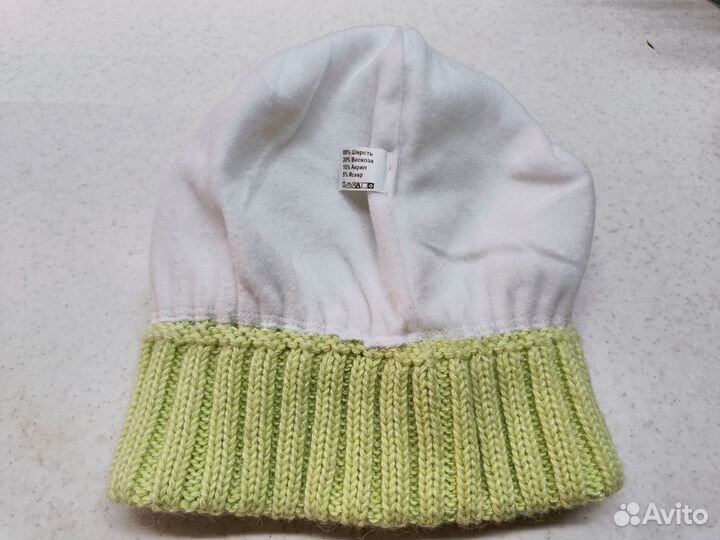 Шапка вязаная 56 58 р на флисе женская полушерсть