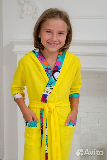 Халат подростковый из махры Ассоль желтый