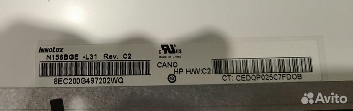 Матрица для ноутбука 15.6, 40 pin slim с ушами