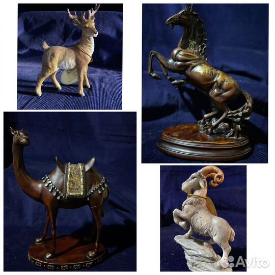 Статуэтка конь на дыбах, верблюд,олень, козерог