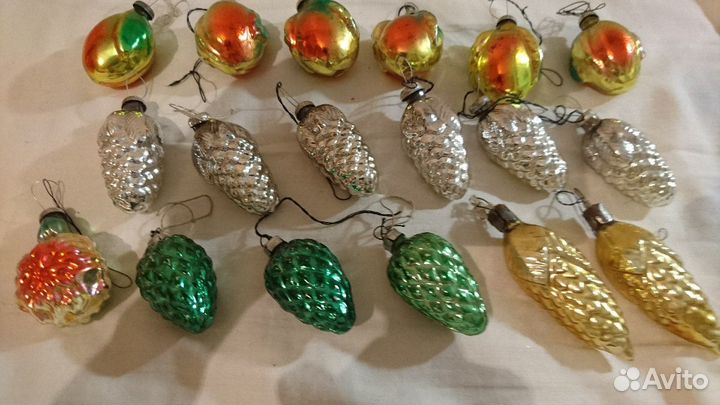Советские стеклянные ёлочные украшения 50-х-70-х