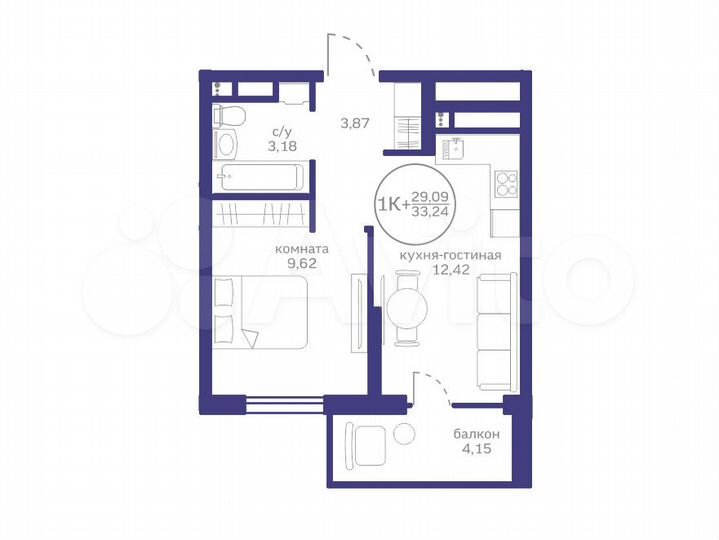 1-к. квартира, 33,2 м², 10/17 эт.