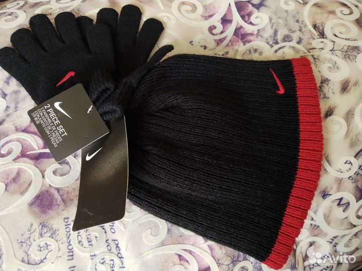 Новые Шапка +Перчатки Nike Opигинал