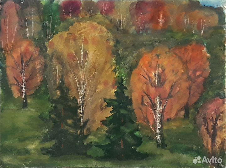 Пейзаж акварелью